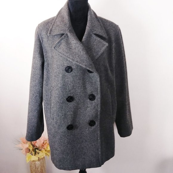 Marvin Richards gray wool pea-coat size XL - Picture 1 of 8